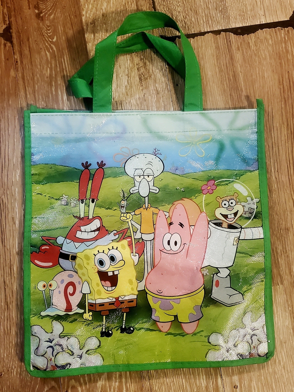 SpongeBob SquarePants White Logo Tag with Green Fabric